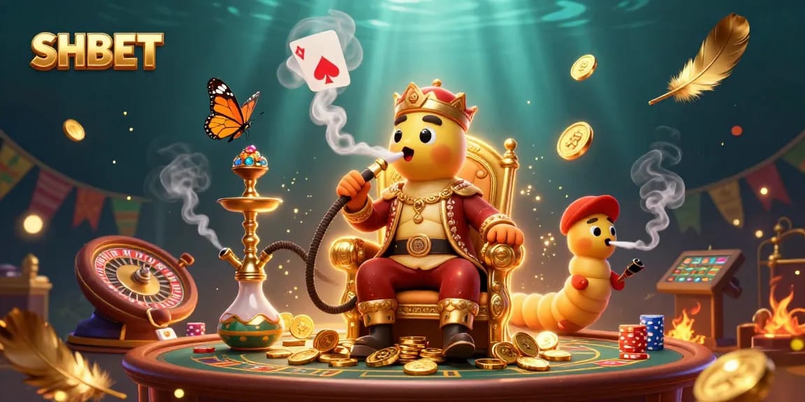 Experience thrilling gameplay with SHBET's live casino, featuring vibrant poker symbols and dynamic golden coins.