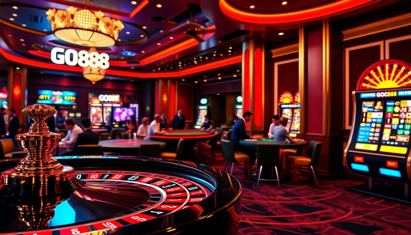 Players enjoying high-stakes games at GO88 casino tables.