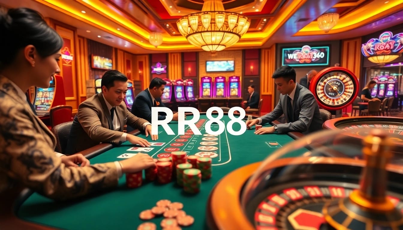 Experience RR88's thrilling blackjack gameplay with vibrant casino elements and exciting atmosphere.