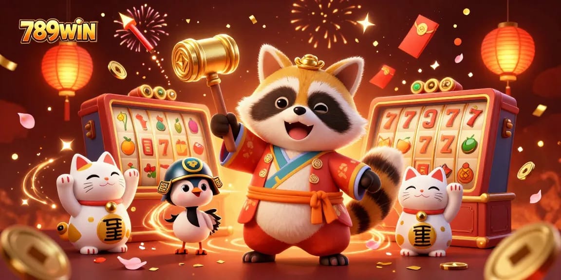 Experience excitement and winning potential at 789WIN with vibrant casino elements and friendly characters.