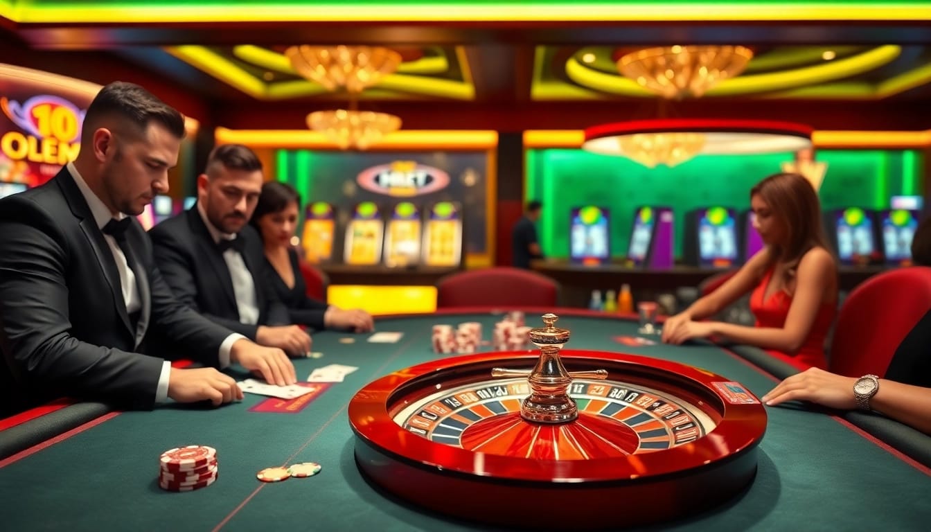 High-stakes poker game scene showcasing excitement at hdbet.com with luxurious casino elements.