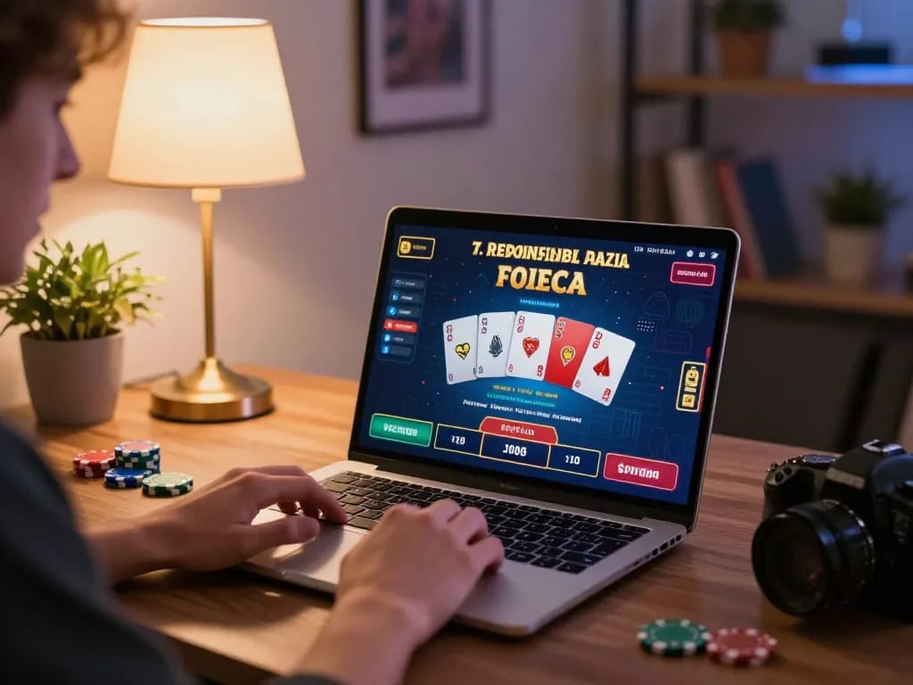 Player engaged in a thrilling WIN79 live dealer game at home with cards displayed on the screen