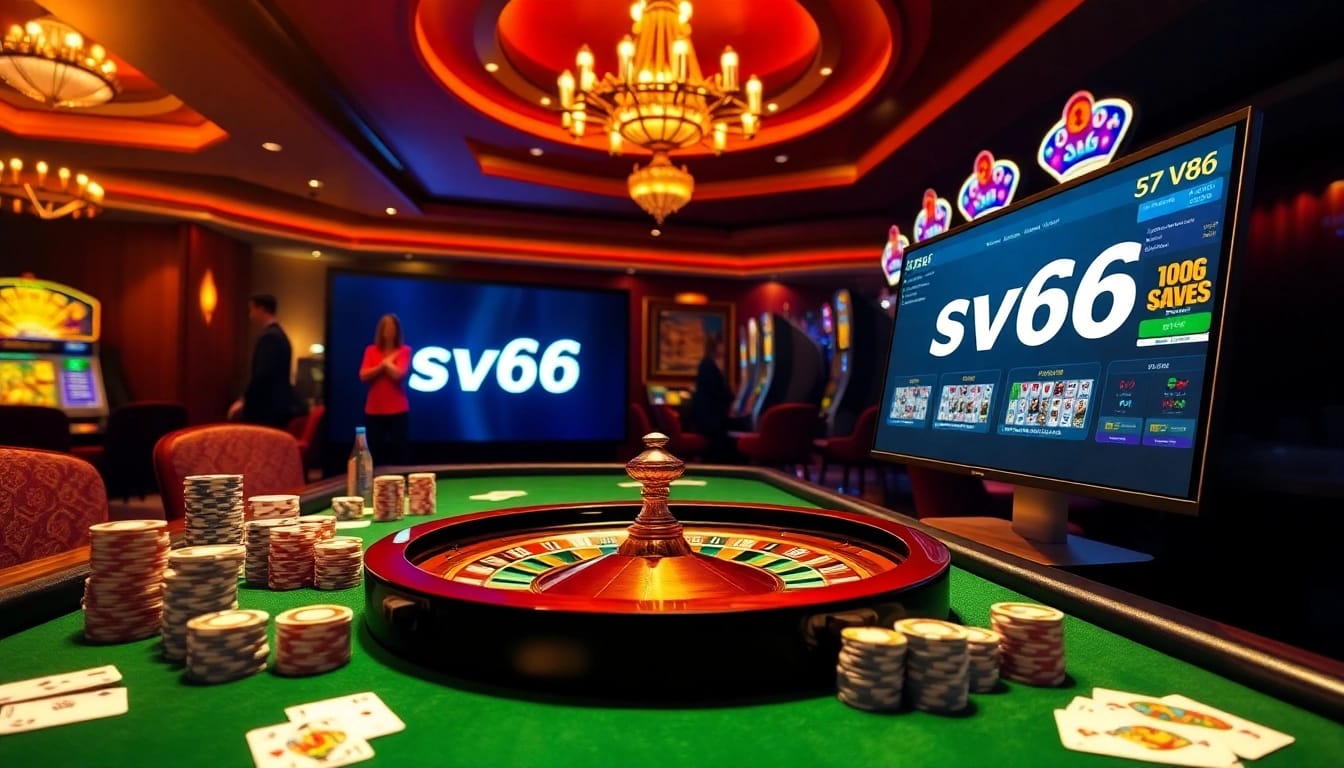 Experience thrilling casino action at SV66 with vibrant gaming tables and luxury slot machines.