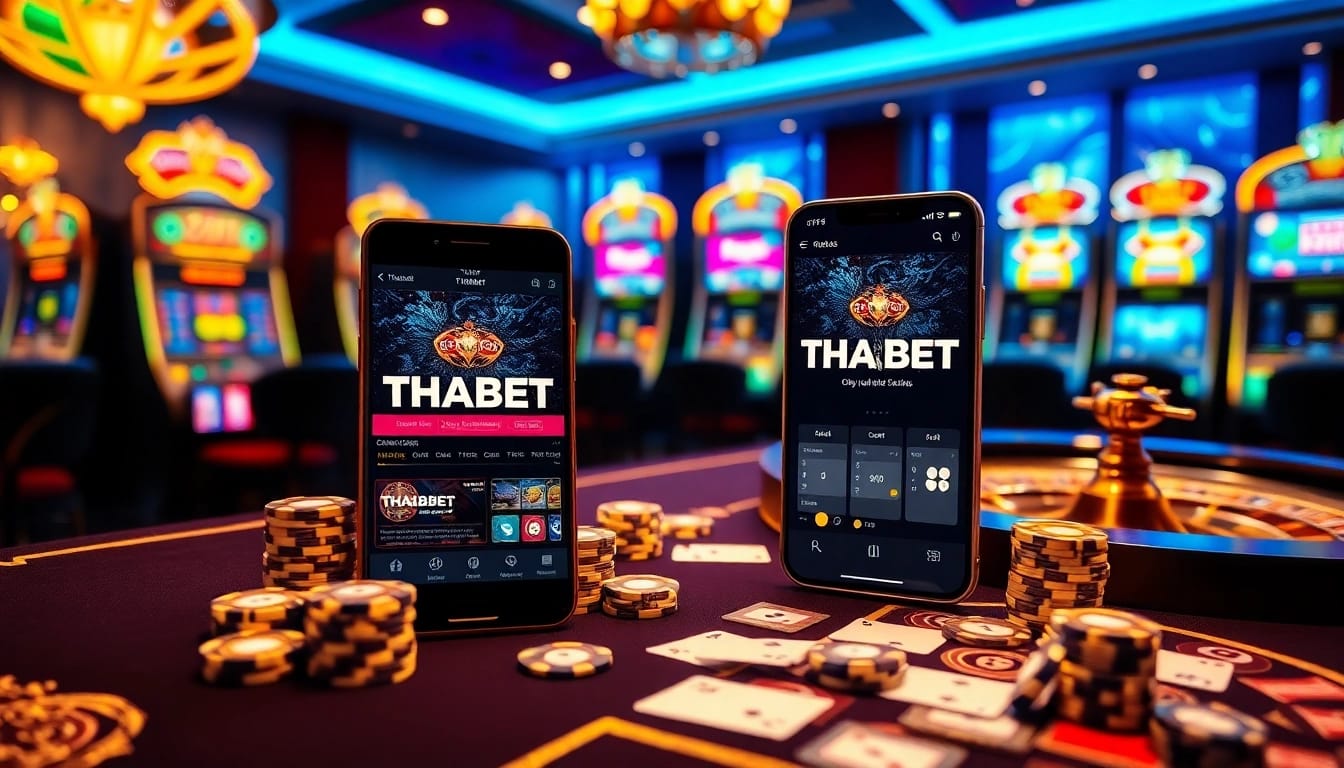 Experience the thrill of gambling at https://thabet77.sa.com/ with a vibrant casino scene featuring poker chips and roulette.