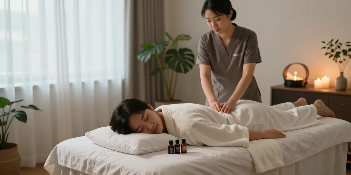 Relaxing wellness therapy scene featuring 종로출장마사지 setup with tranquil ambiance