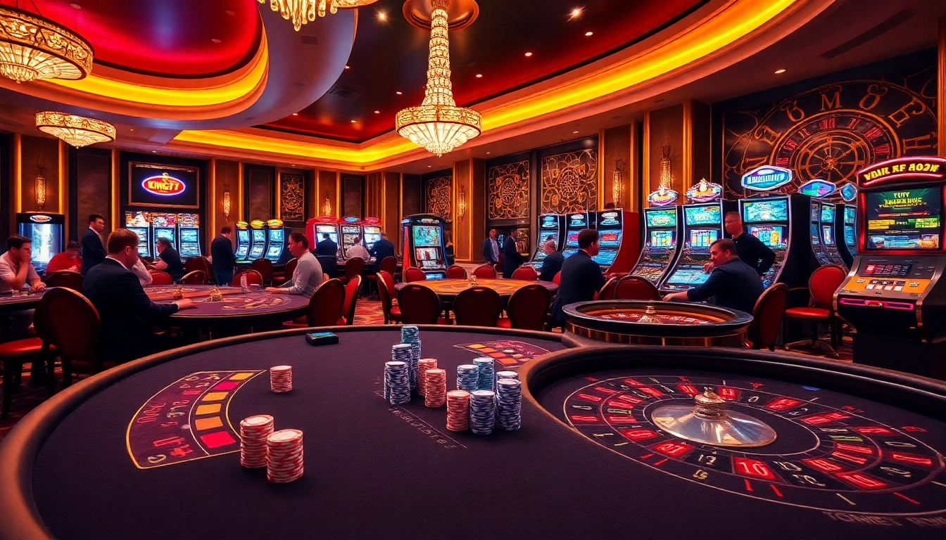 Enthusiastic players engaging in thrilling games at King79's vibrant casino setting.