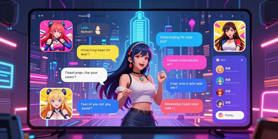 Engaging scene of a female anime character in an AI chat interface representing hentai ai chat.