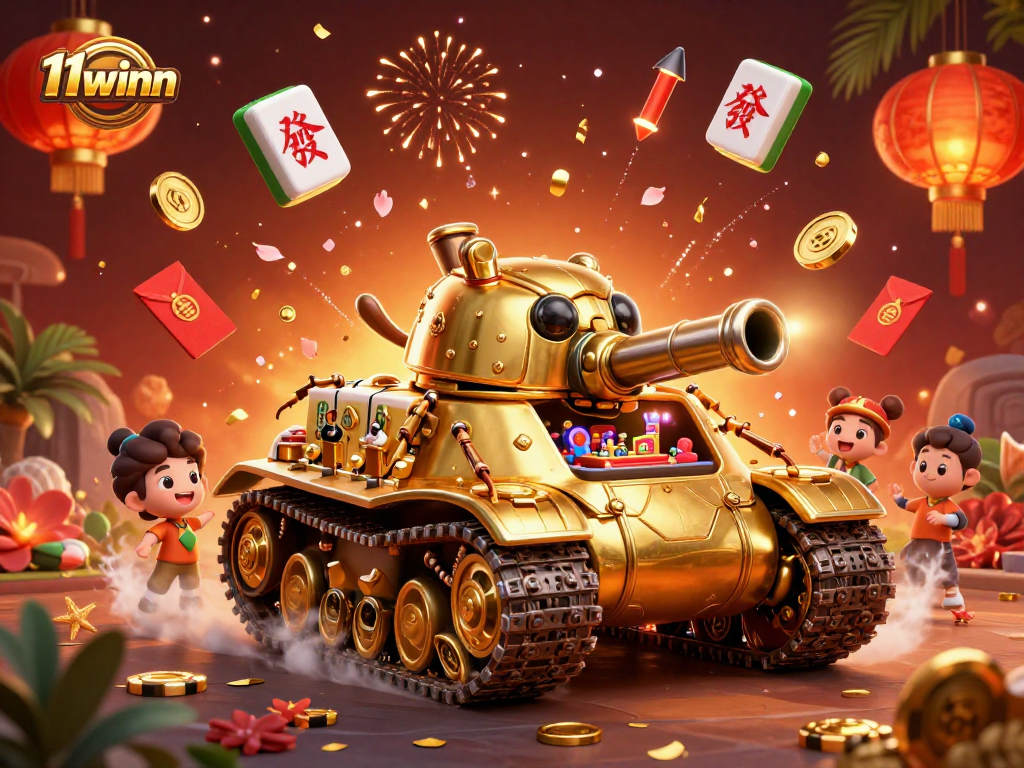 Experience thrilling gaming action at 11winn with a vibrant casino scene inside a golden beetle tank.