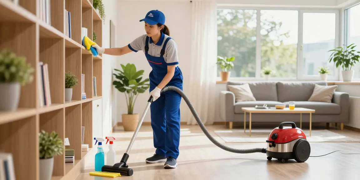 Expert hauswartung solothurn services in a bright living room with a professional cleaner.