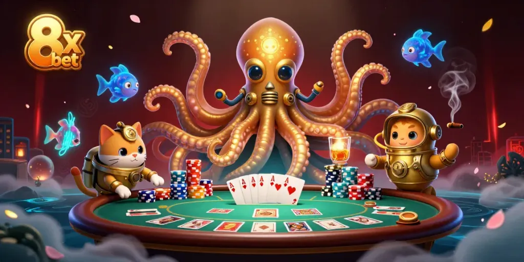 Engage with thrilling 8x bet adventures through a vibrant underwater casino scene.