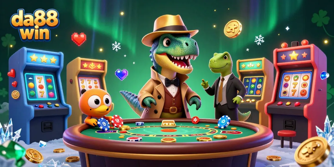 Experience the excitement of winning with da88 win in this vibrant 3D casino illustration