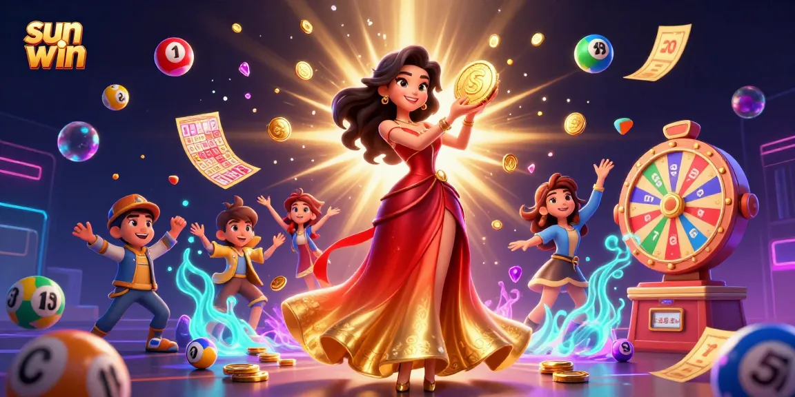 Experience sun win's thrilling moments with vibrant lottery elements and a stunning character.