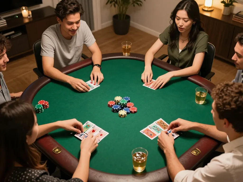 Players enjoying an exciting poker game at home showcasing F168 gaming strategies and camaraderie.