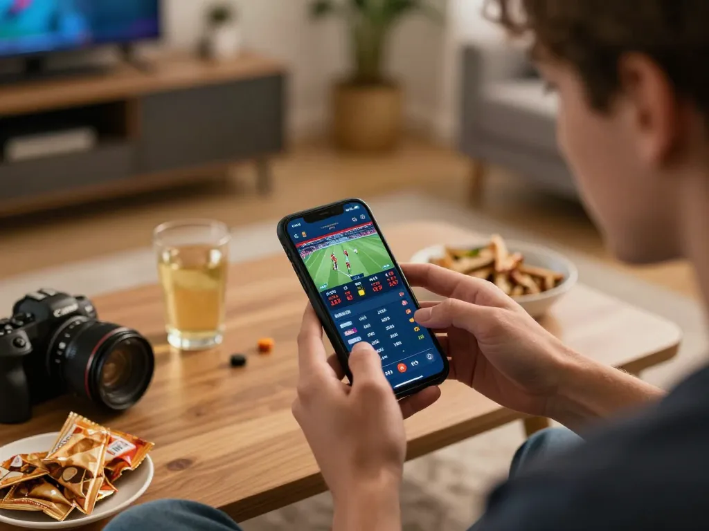 Betting on live sports with Sunwin’s mobile app, showcasing real-time odds and user engagement