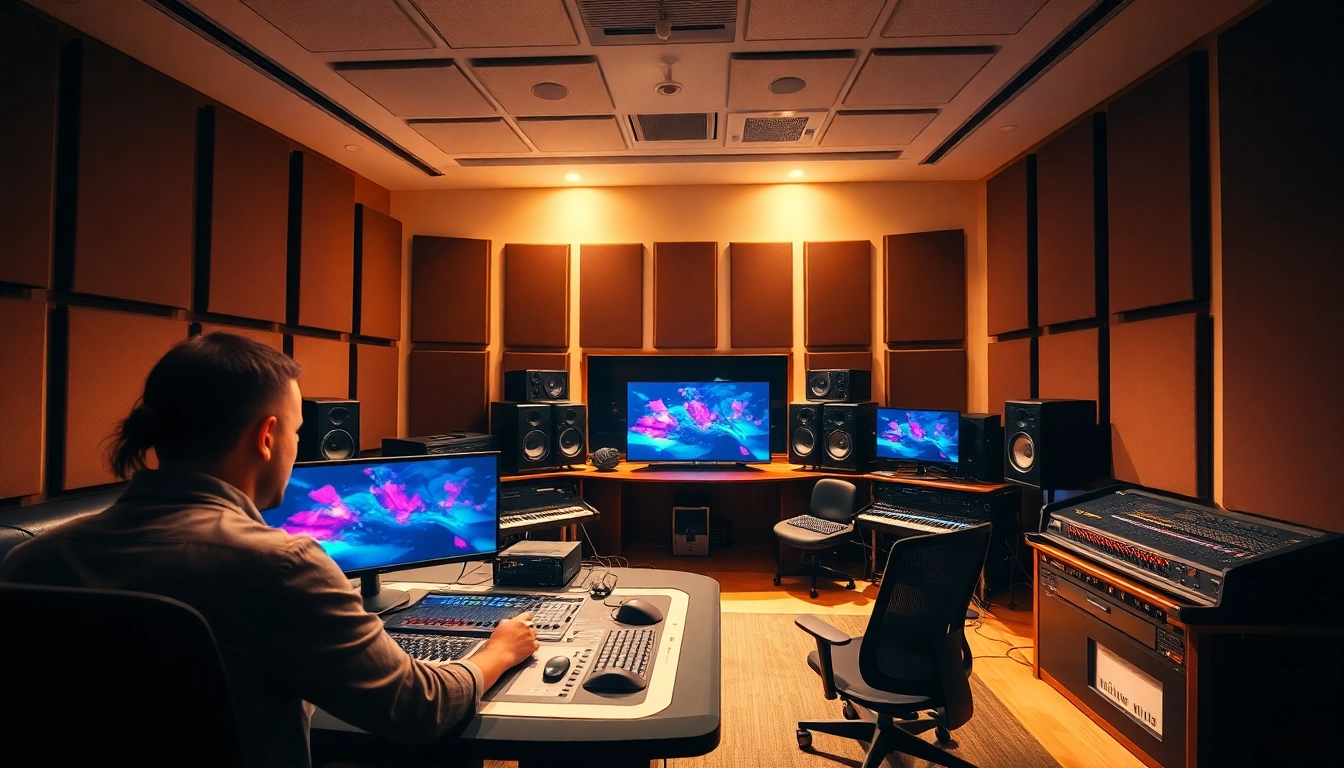 Experience online mastering in a professional studio setting with sound engineers at work.