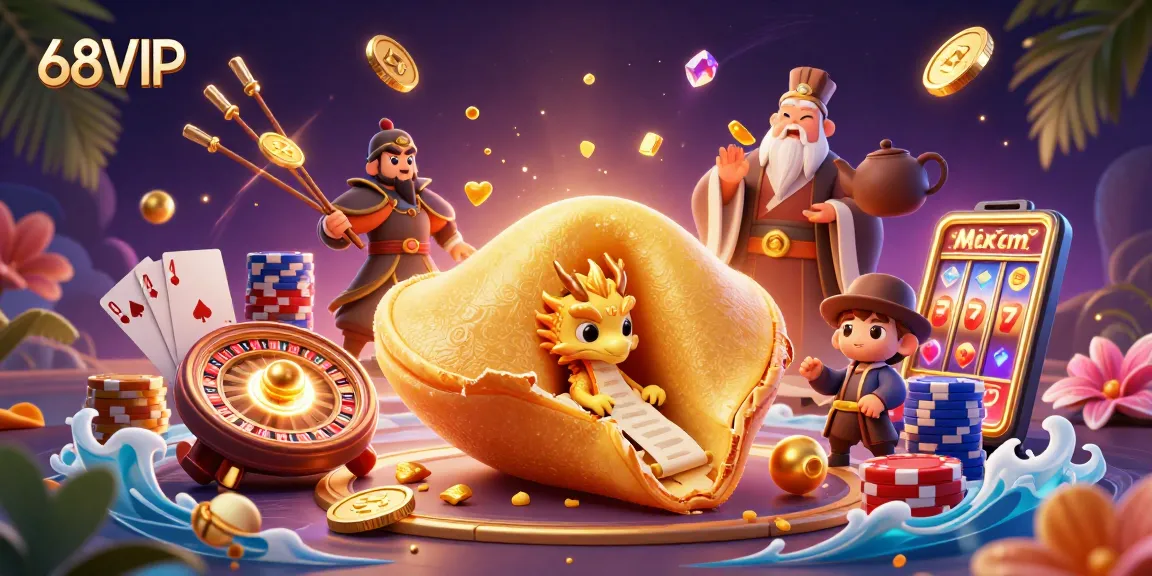 Engage with 68VIP's thrilling casino experience featuring vibrant elements of games, wealth, and fun.
