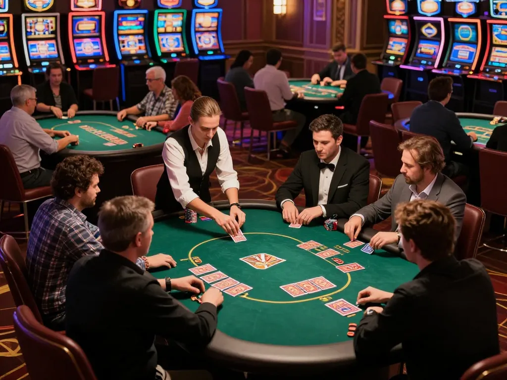 KP88 encourages players to strategize at an engaged poker table with vibrant casino atmosphere.
