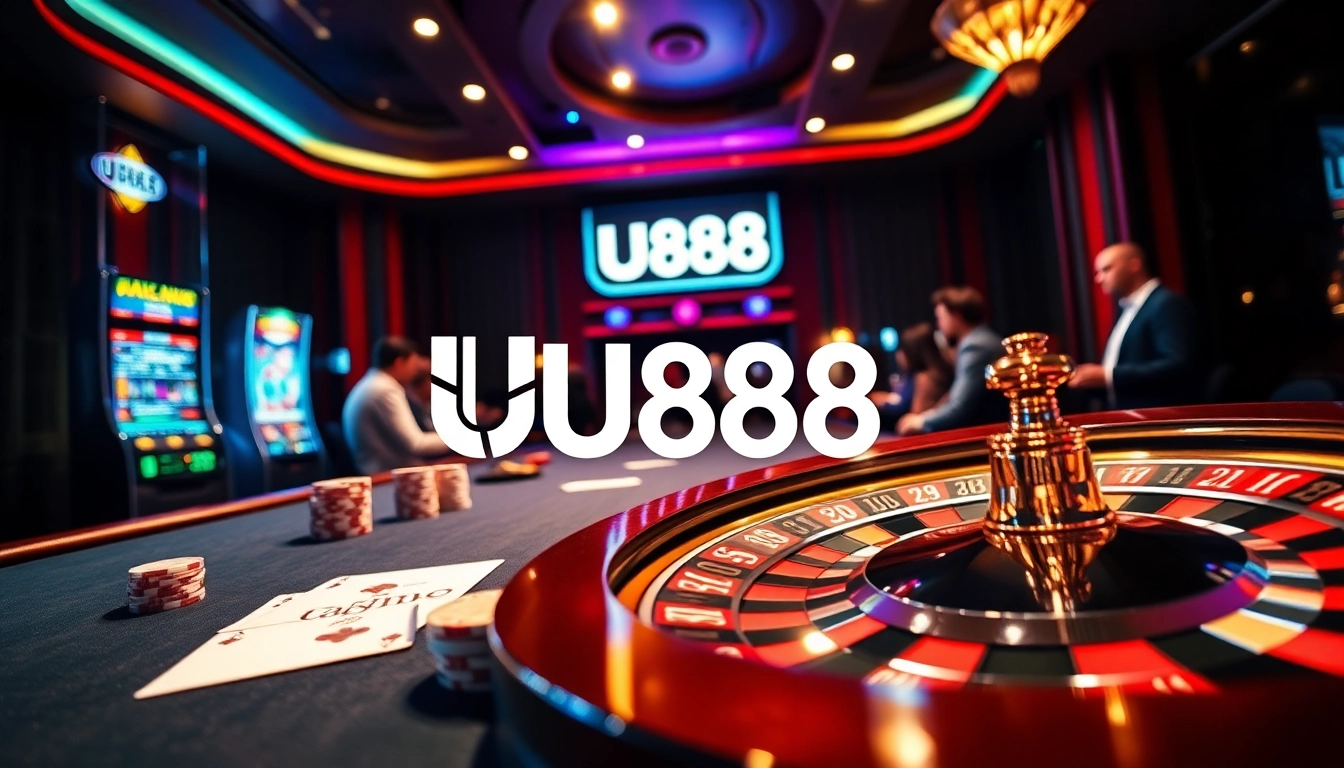Experience the thrill of U888 casino gaming with vibrant slot machines and elegant poker tables.