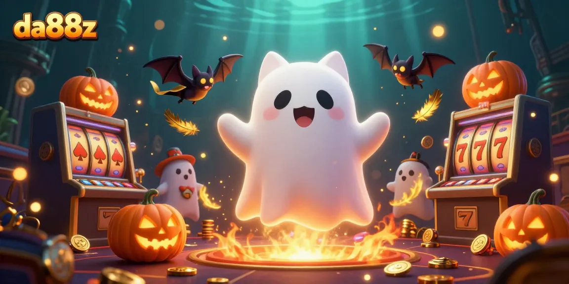 Engage with DA88z’s thrilling casino adventures featuring playful ghost cat and vampire bat.