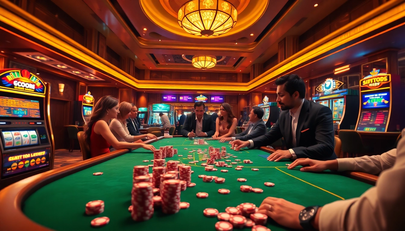 Exciting gaming action at crypto online casinos with vibrant tables and players engaged.