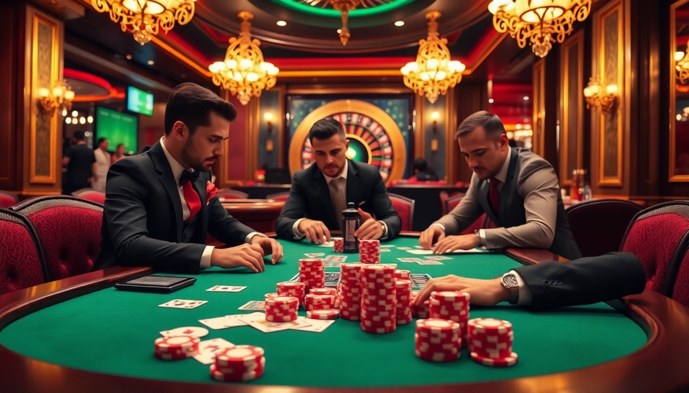High-stakes poker action at a luxurious casino featuring haywin com's exciting gaming atmosphere.