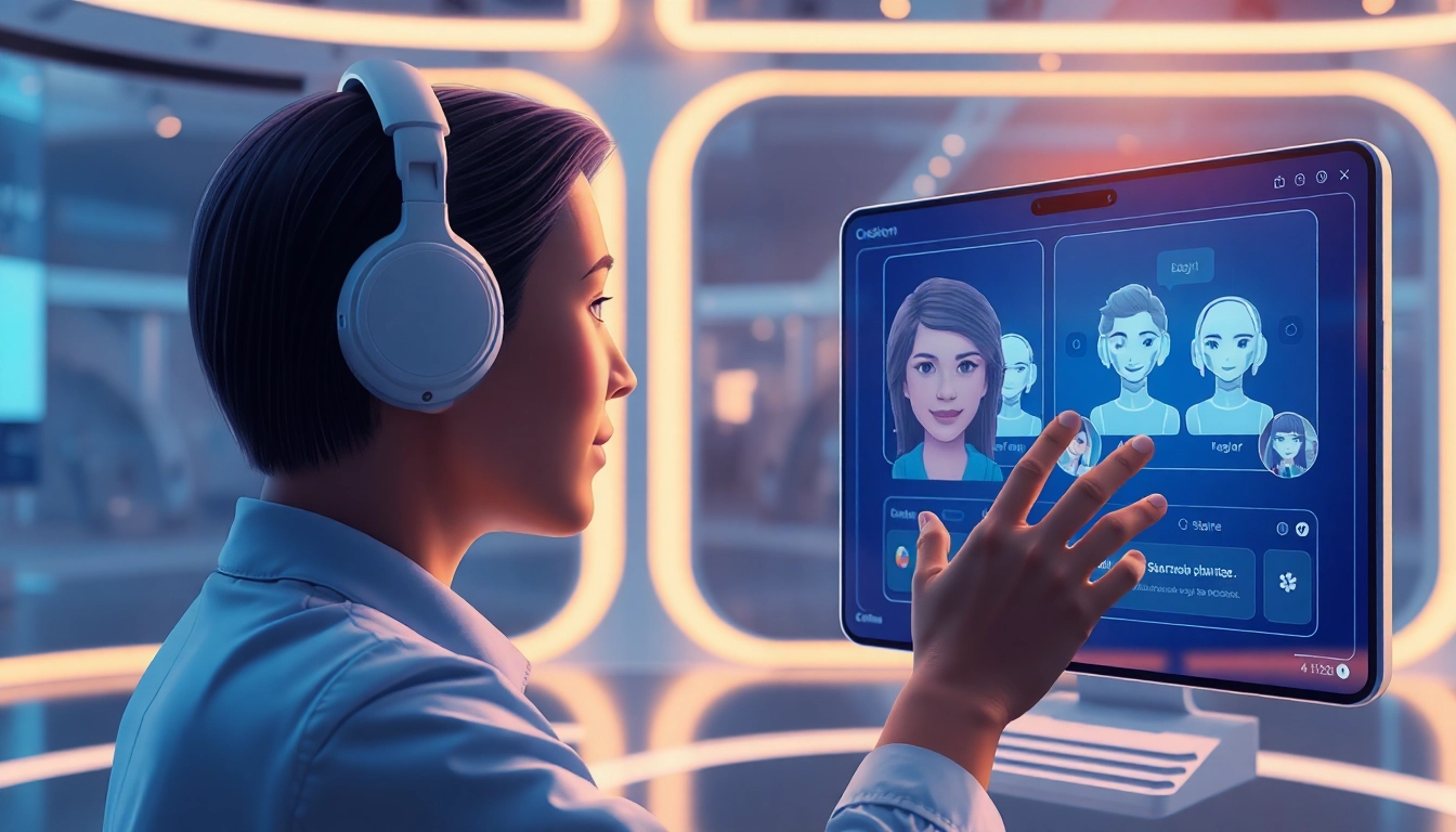 Engaging user experience with Crushon AI avatars in a futuristic chat interface.