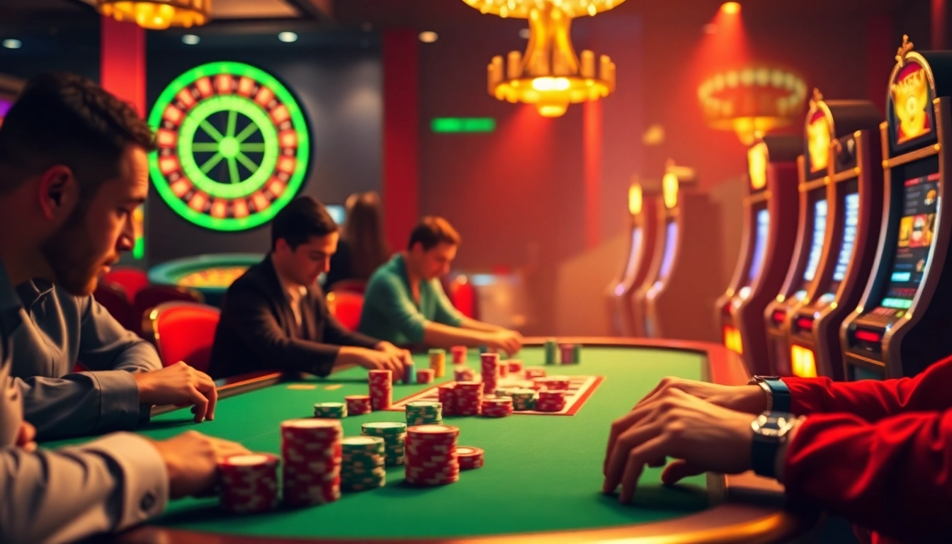 Players enjoying the thrill of casino games using app hb88 on vibrant gaming tables.