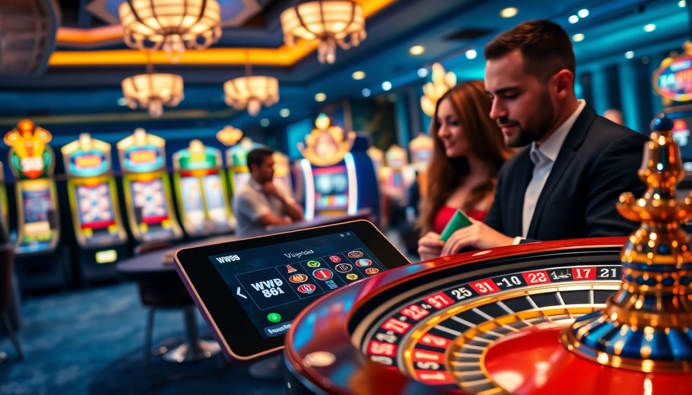 Engaged players experience thrilling games at WW88 casino with vibrant slot machines.