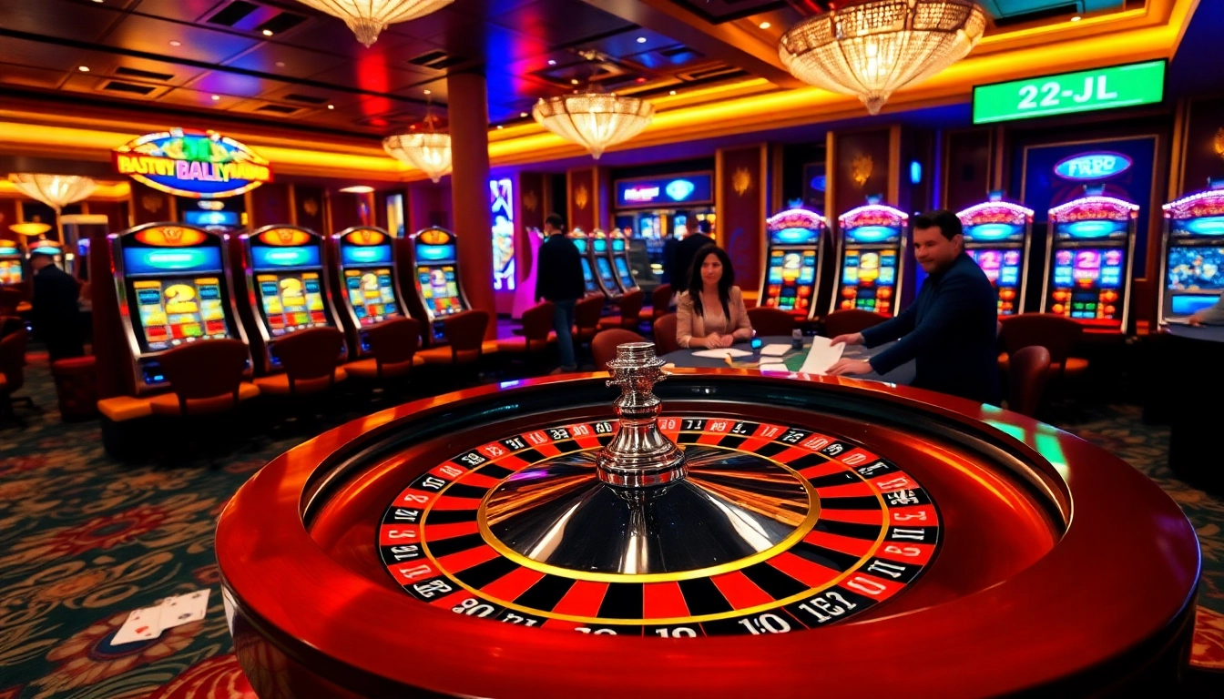 Experience thrilling gameplay at 22JL casino with vibrant tables, chips, and action-packed scenes.